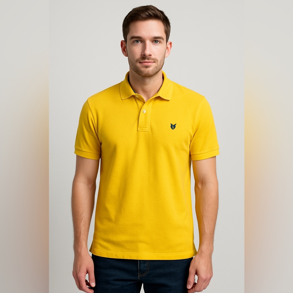 Prince & Fox Polo Shirt Men’s L Mustard Yellow Short Sleeve Casual Classic